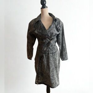 Vintage 1980s Acid-Wash Black Denim Jacket Dress by Frequence